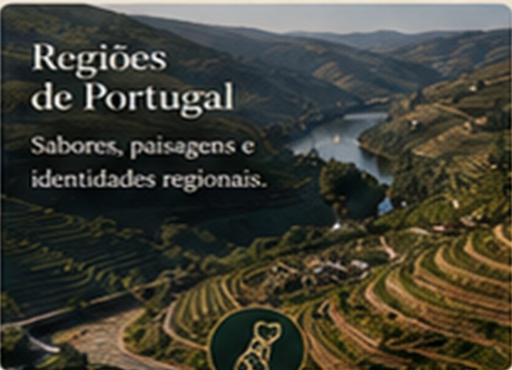 Paisagens e regiões de Portugal em composição editorial